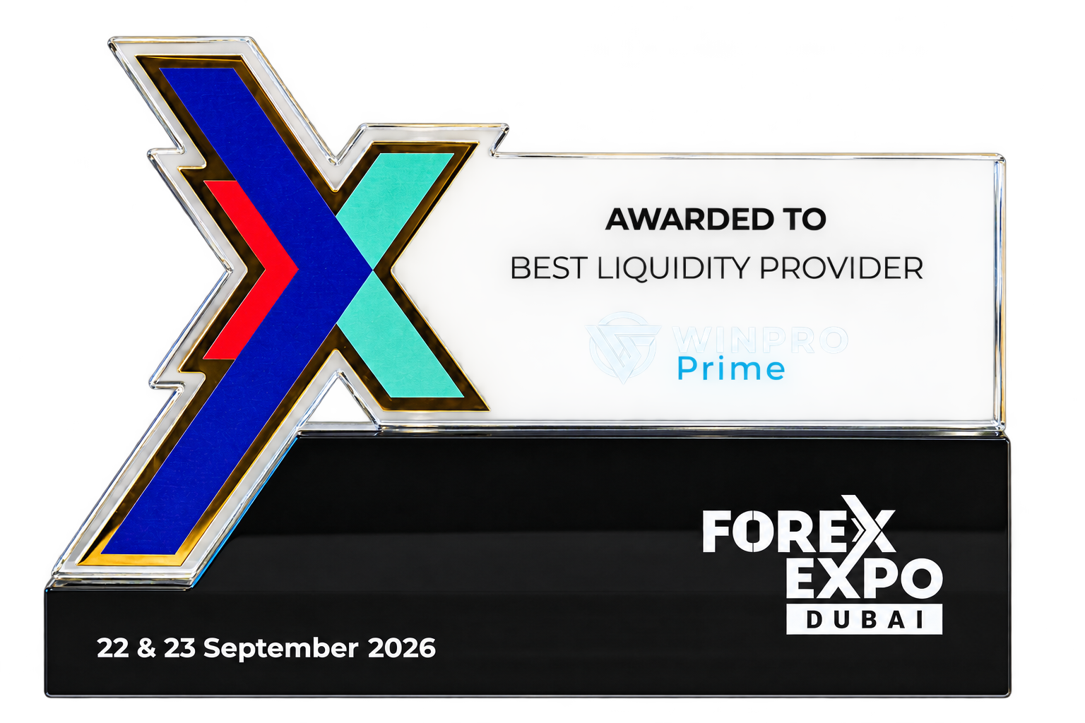 WinProPrime Best Liquidity Provider trophy, Forex Expo Dubai 2026